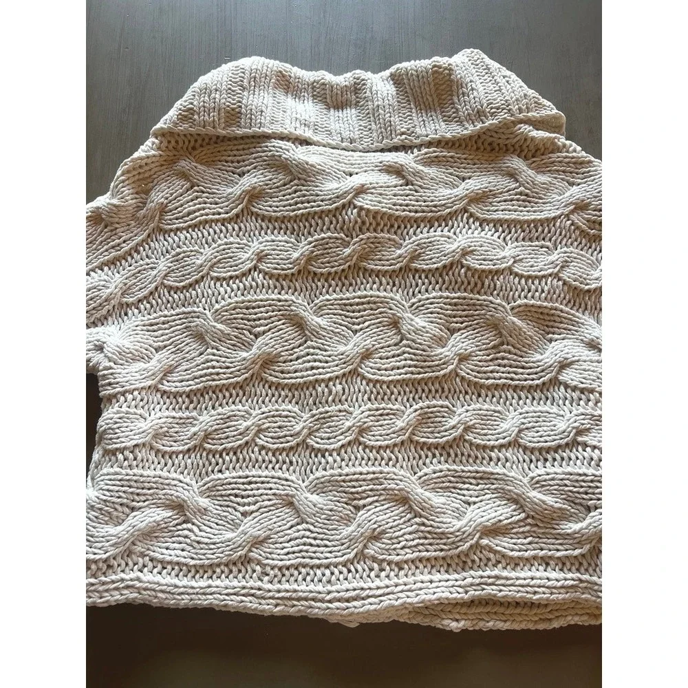 Chunky Cable Knit‎ Sweater Cardigan Hygge Short Sleeve Cream Cozy Cottagecore